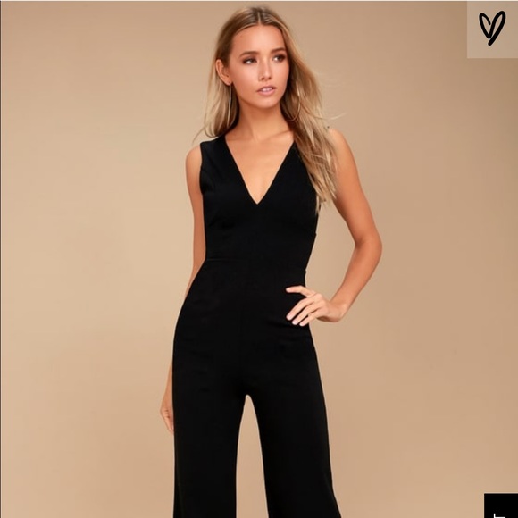 Lulus Pants - Ready for it black sleeveless wide-leg romper